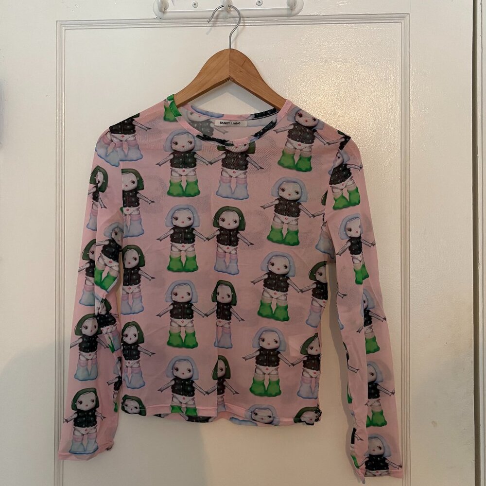 Sandy Liang Abrons Longsleeve Mesh Top
